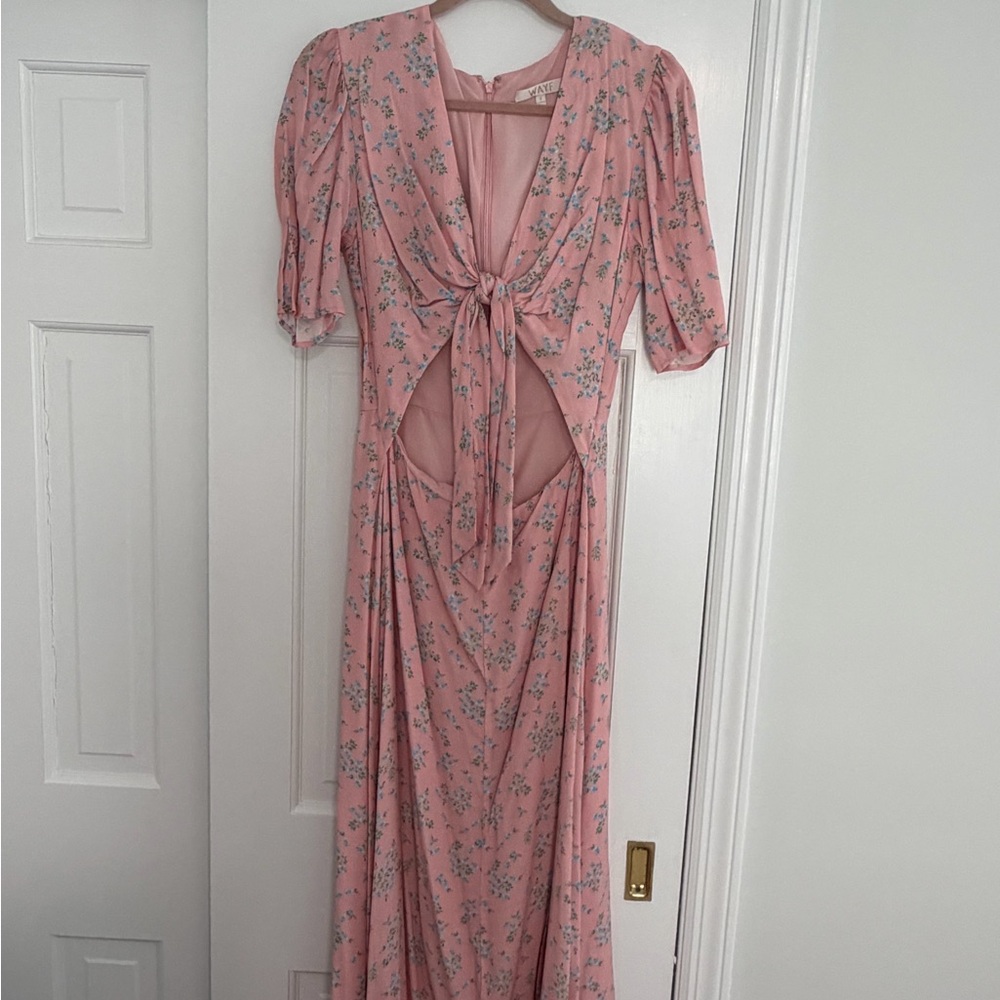 Wayf Pink Floral Backless Dress